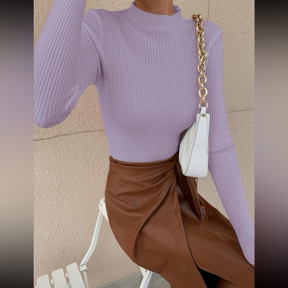 Lilac Knit Turtleneck Basic